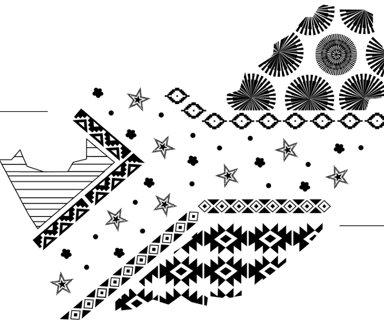 Map of South Africa rendered in Nyeleti Sports patterns